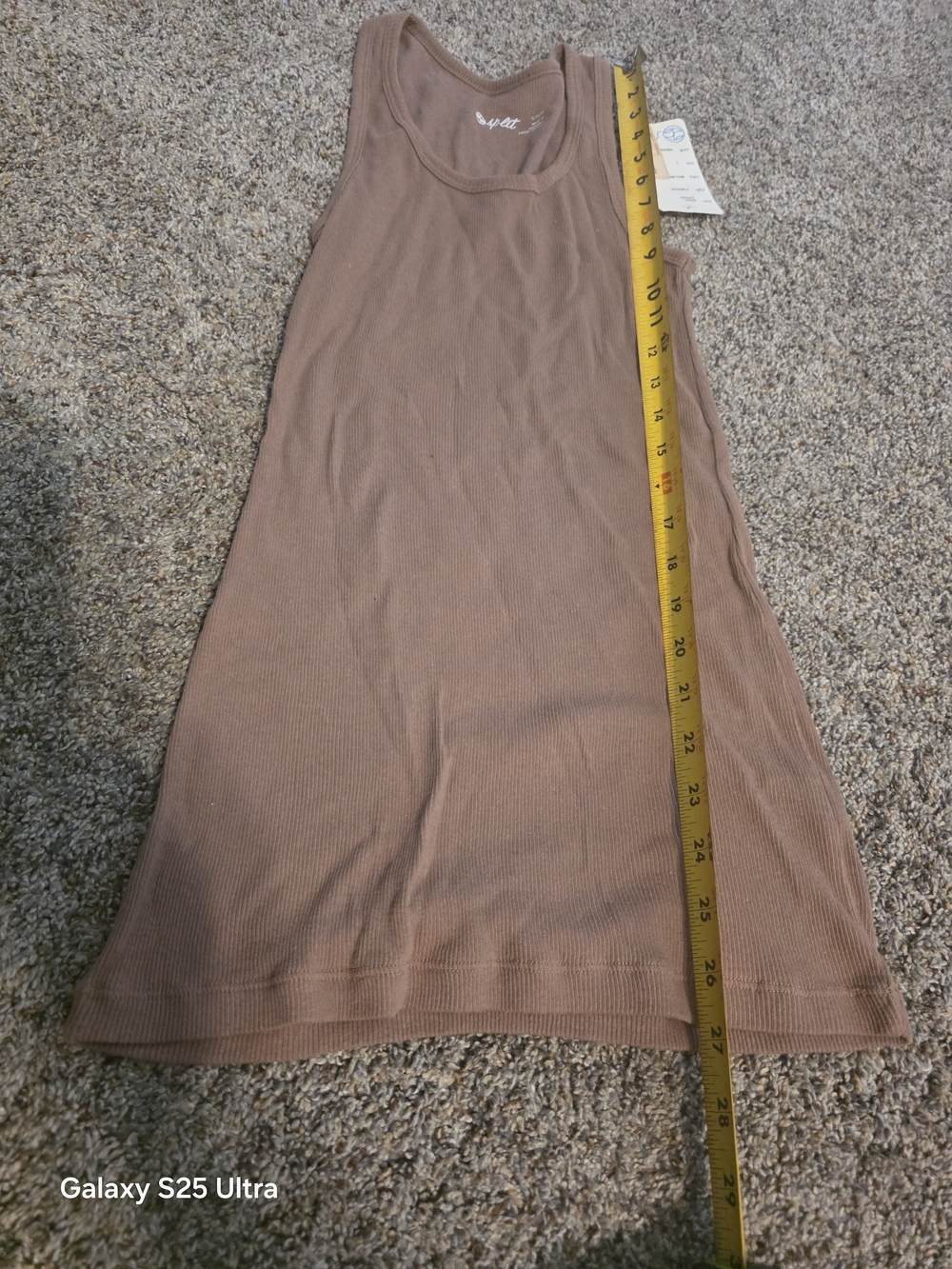 split Ribbed Tank Dress - Taupe Brown